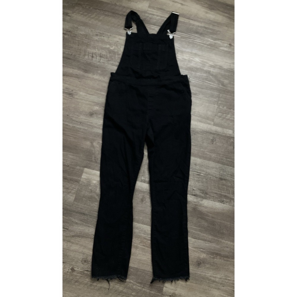 Abercrombie & Fitch Denim Bib Overalls Women's Size 27 4 Raw Hem Black Cute!
